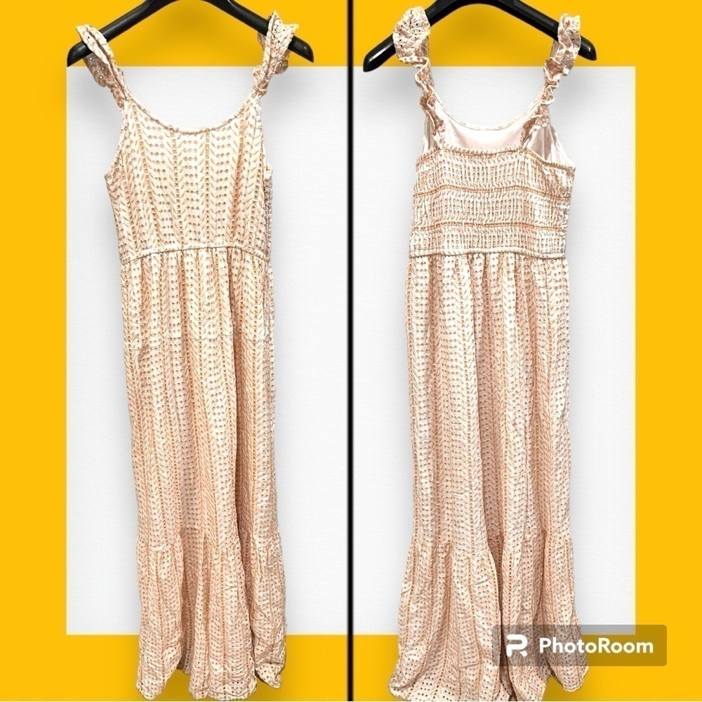 Jessica Simpson White Pink Sleeveless Maxi Dress Small